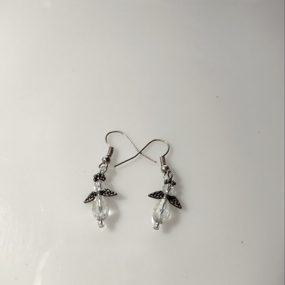 Hand Crafted Jewelry - Handmade Crystal Angel Earrings